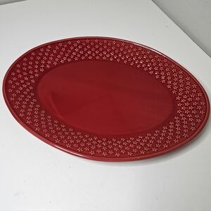 Bordallo Pinheiro "Mini Stars Red" Oval Platter Made In Portugal 16×12"